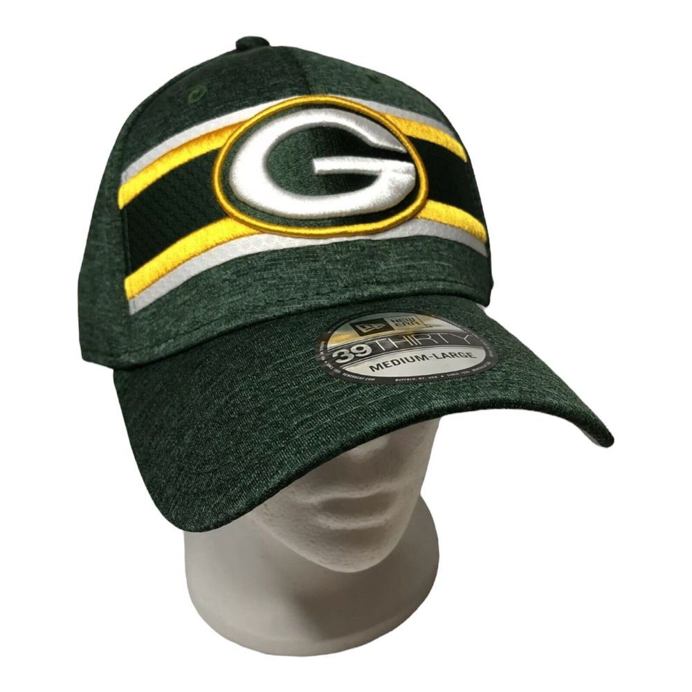 New Era 39Thirty 3930 Green Bay Packers NFL Striped Fitted Hat Medium - Large
